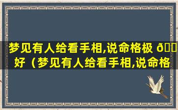 梦见有人给看手相,说命格极 🌾 好（梦见有人给看手相,说命格极好什么意思）